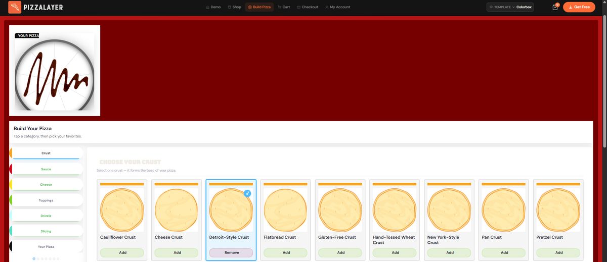 PizzaTier Colorbox template preview